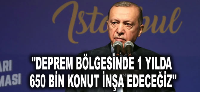 Erdoğan: Deprem bölgesinde 1 yılda 650 bin konut inşa edeceğiz