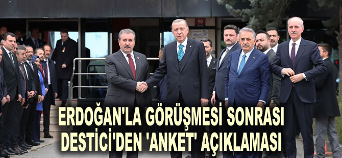 Erdoğan'la görüşmesi sonrası Destici'den 'anket' açıklaması: "Bir saat önce geldi" deyip son anketin sonucu açıkladı