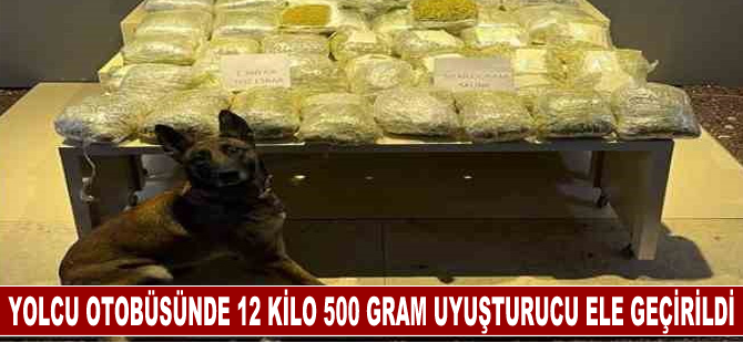 Yolcu otobüsünde 12 kilo 500 gram uyuşturucu ele geçirildi