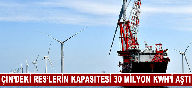 Çin’deki deniz üstü RES’lerin kapasitesi 30 milyon KwH’i aştı