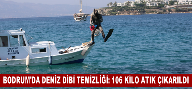 Bodrum'da deniz dibi temizliğinde 106 kilogram atık çıkarıldı