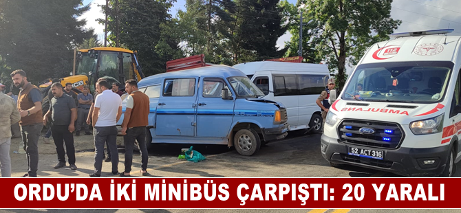 Ordu'da iki minibüsün çarpışması sonucu 20 kişi yaralandı