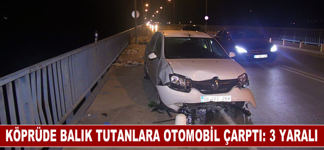 Adana'da köprüde balık tutanlara otomobilin çarpması sonucu 3 kişi yaralandı