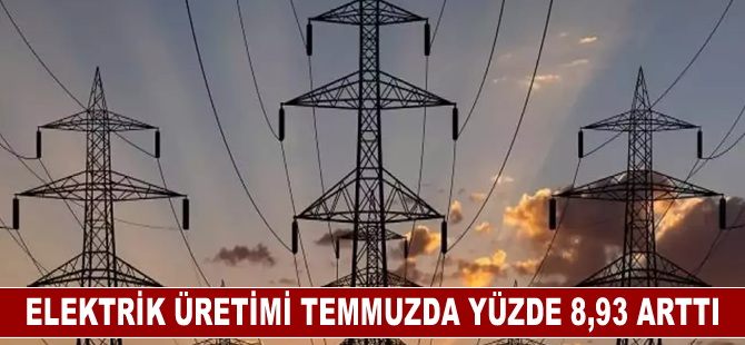 Elektrik üretimi temmuzda yüzde 8,93 arttı