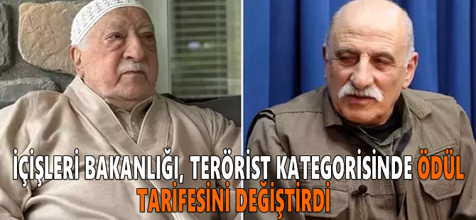 İçişleri Bakanlığı, terörist kategorisinde ödül tarifesini değiştirdi