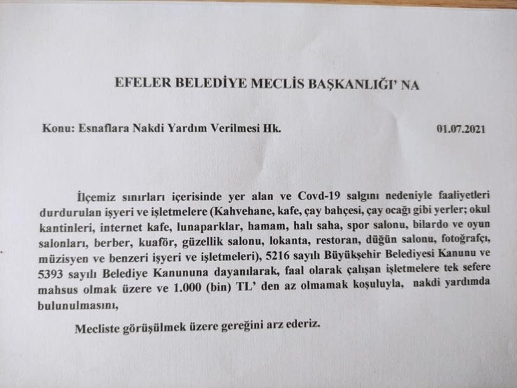 MHP’li Meclis Üyelerinden Esnaf Önergesi