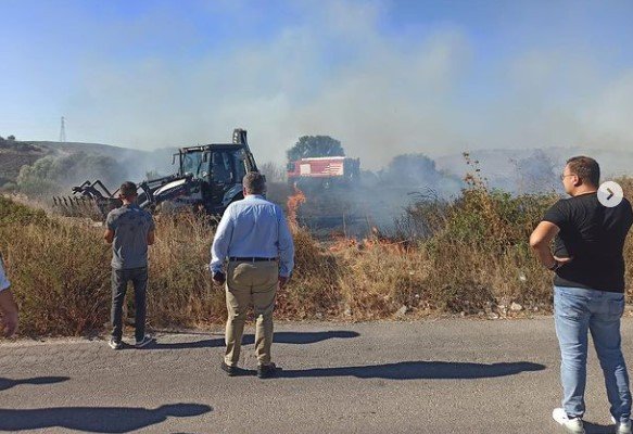 Çeşme’de sigara izmaritinden çıktığı düşünülen yangın zeytinlik alana sıçradı